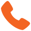 Orange telephone handset icon, typically symbolizing a phone call or phone-related services. The handset is tilted to the right, with clean, simple lines and no additional details. This icon is perfect for representing North Pines Assisted Living's senior living facility and its commitment to easy communication.